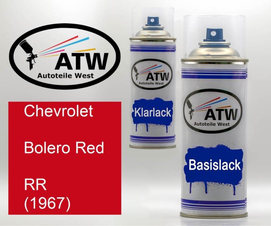 Chevrolet, Bolero Red, RR (1967): 400ml Sprühdose + 400ml Klarlack - Set, von ATW Autoteile West.